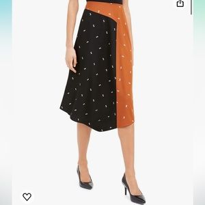 Alfani Black and Rust Colorblock Midi Skirt